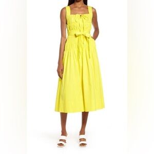 AMY LYNN Bow Front Smock Bodice Sundress In Yellow size Small